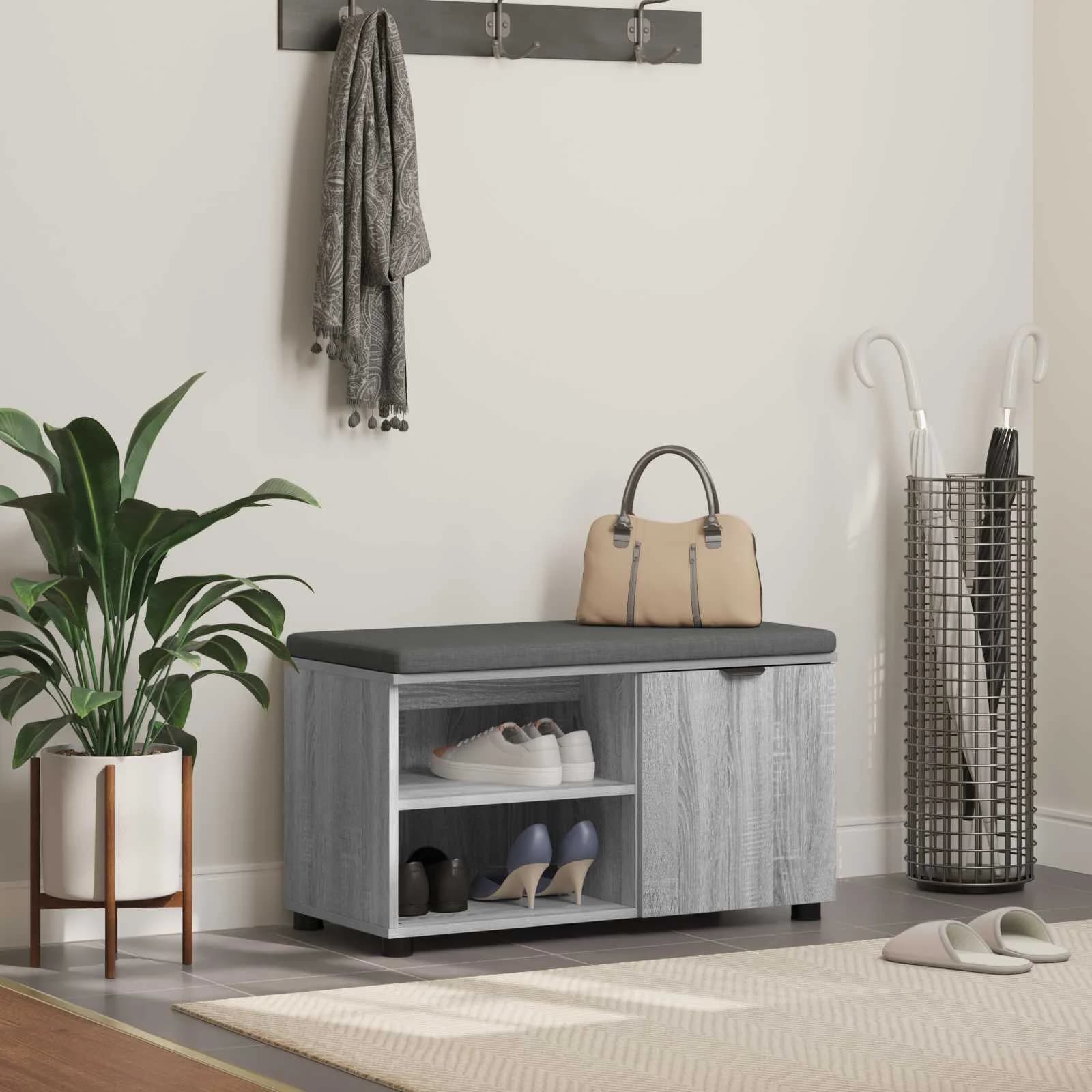 Haldna klop z blazino s polico Siva Sonoma 80 x 38 x 46 cm