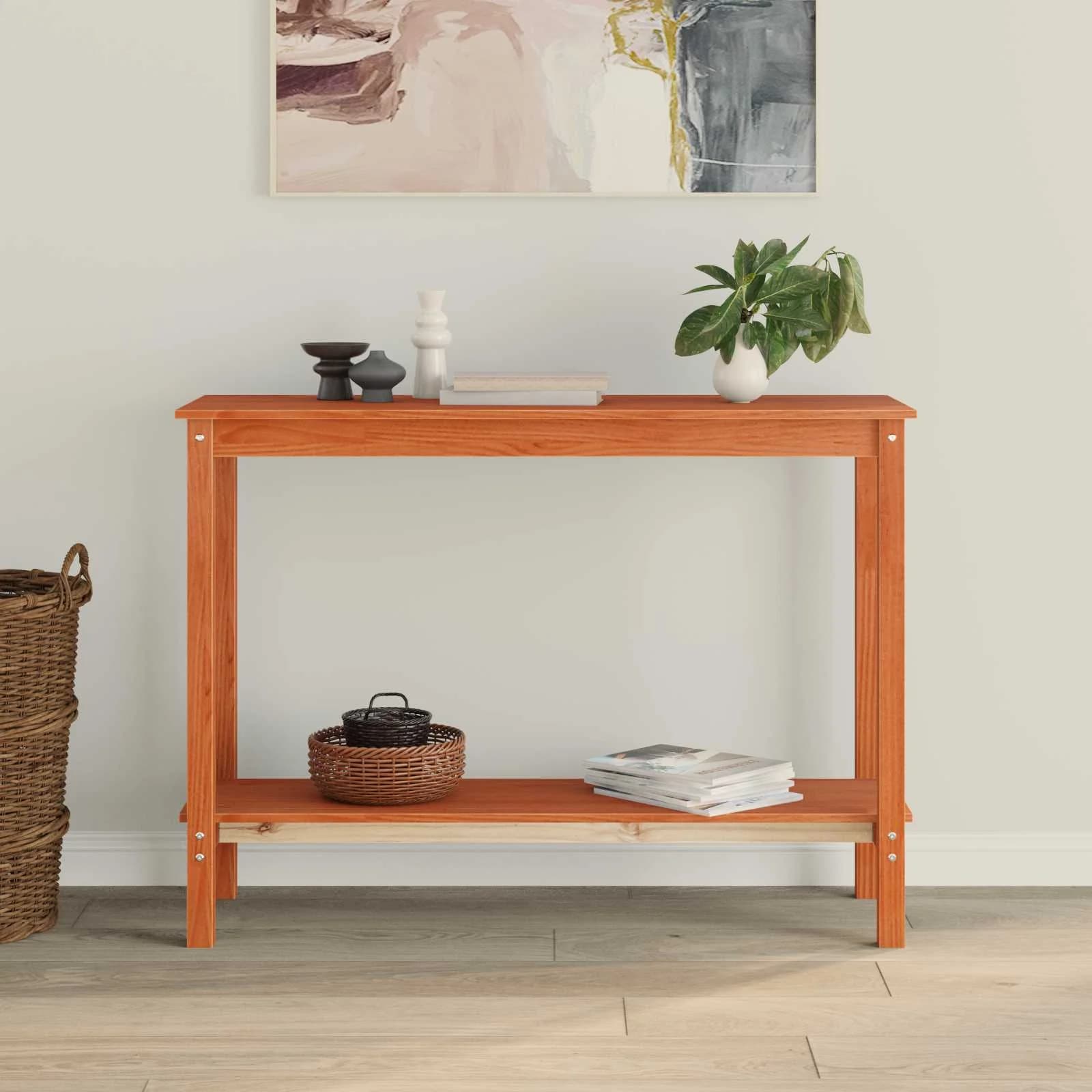 Konzolna miza Voskan Rjava 110 x 40 x 80 cm Masivna borovina - slika 4