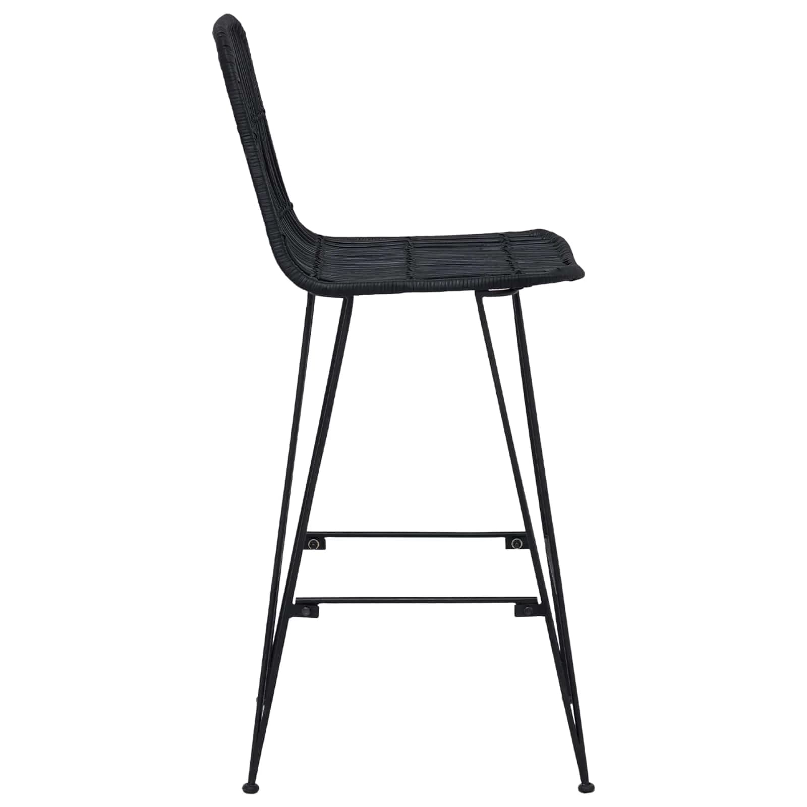 Barski stol 2 kos Črna 44 x 55 x 109 cm Rattan in jeklo - slika 6