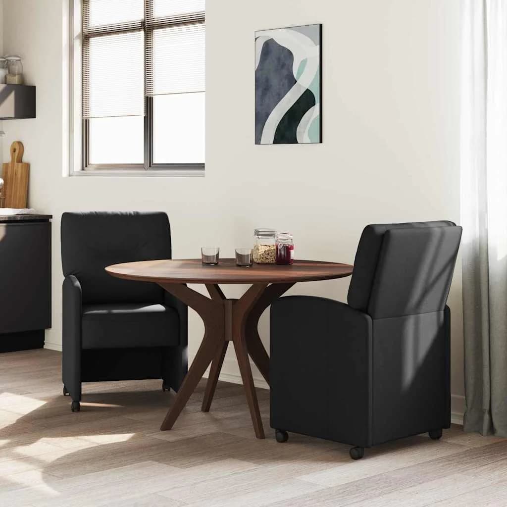 Jedilni stoli s kolesi 2 kos blago Črna 57 x 67 x 95 cm - slika 3