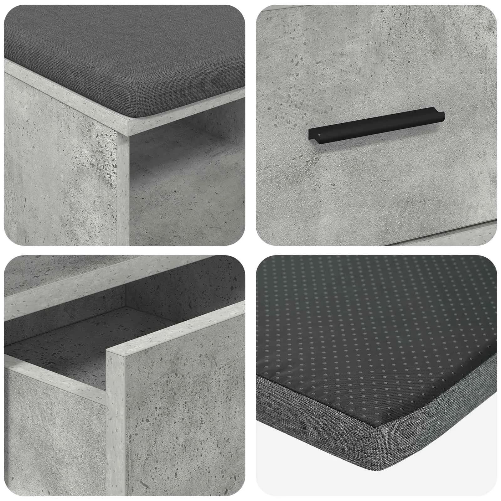 Haldna klop Beton Siva 80 x 38 x 46 cm Oblikovan Les in Tkanina - slika 9