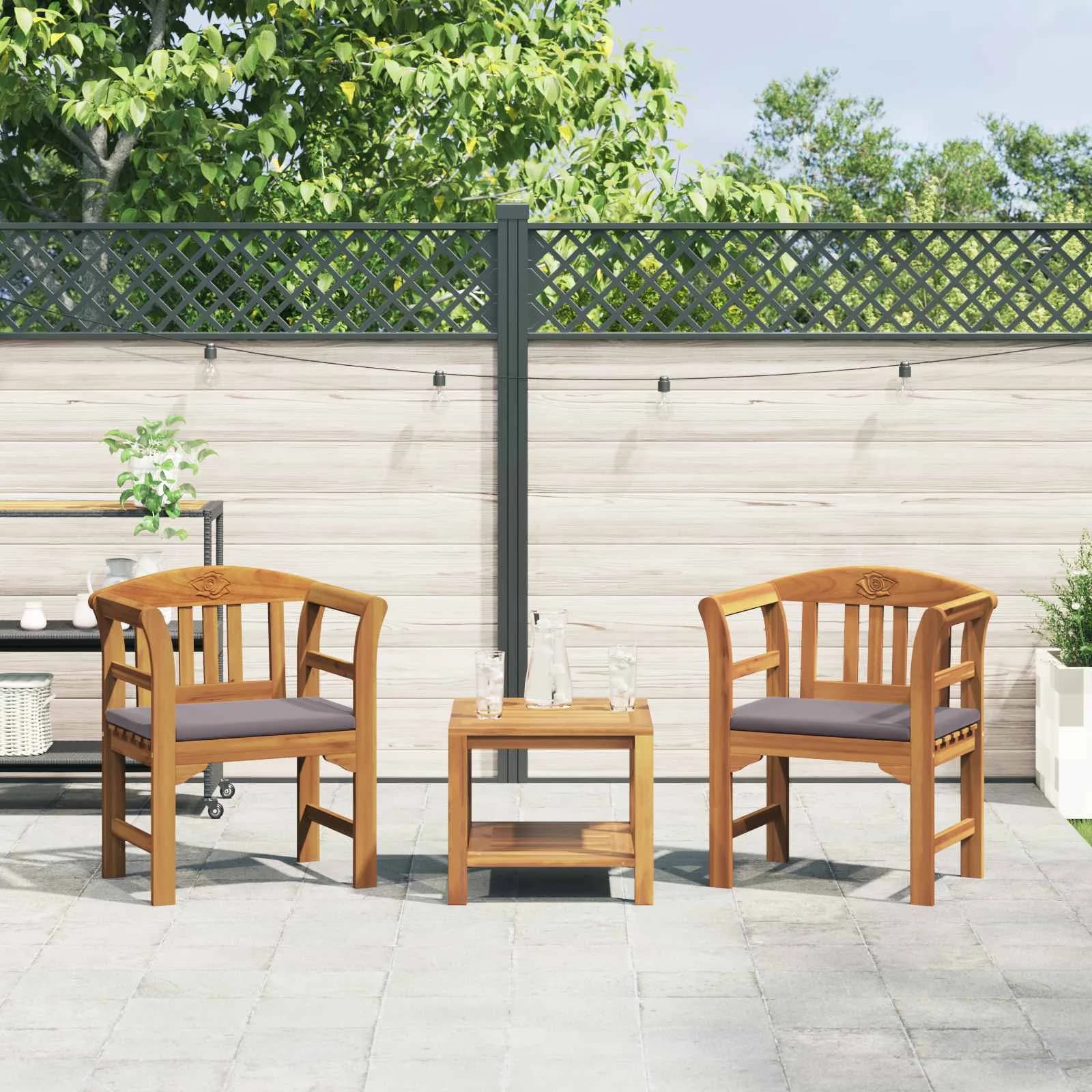 Klop s rozami Naravna 68,5 x 46 x 82,5 cm Masiven les akacije - slika 3