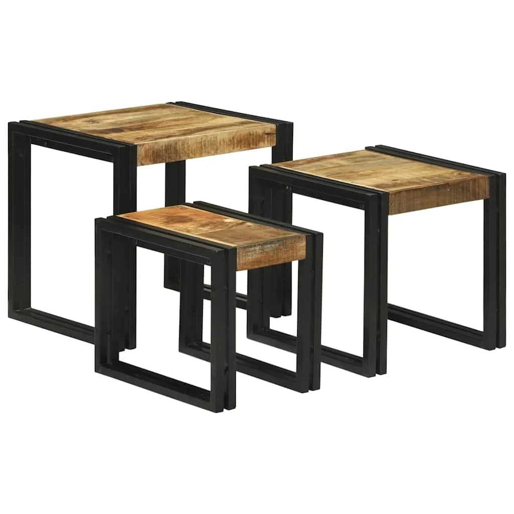 Nesting miza 3 kos Rjava in črna 50 x 40 x 45 cm - slika 6