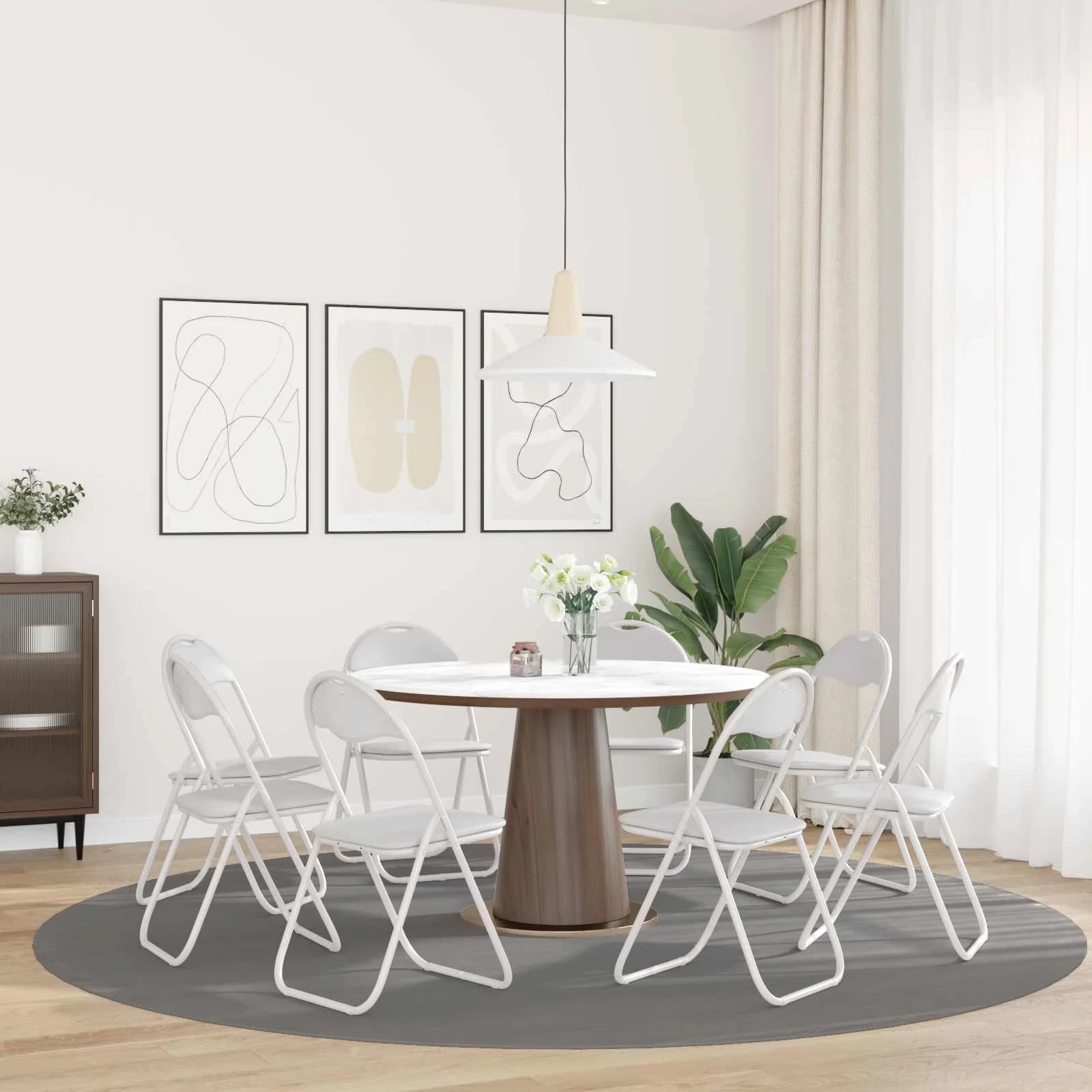 Zložljiva stolica 8 kos Umjetno usnje Bela 48 x 43,5 x 81 cm - slika 4