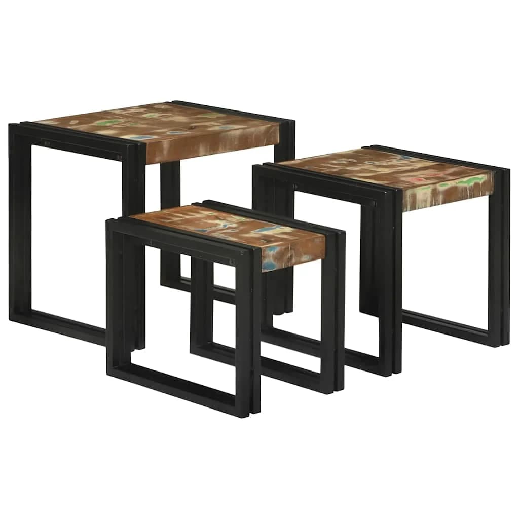 Nesting miza 3 kos Rjava in črna 50 x 40 x 45 cm - slika 2