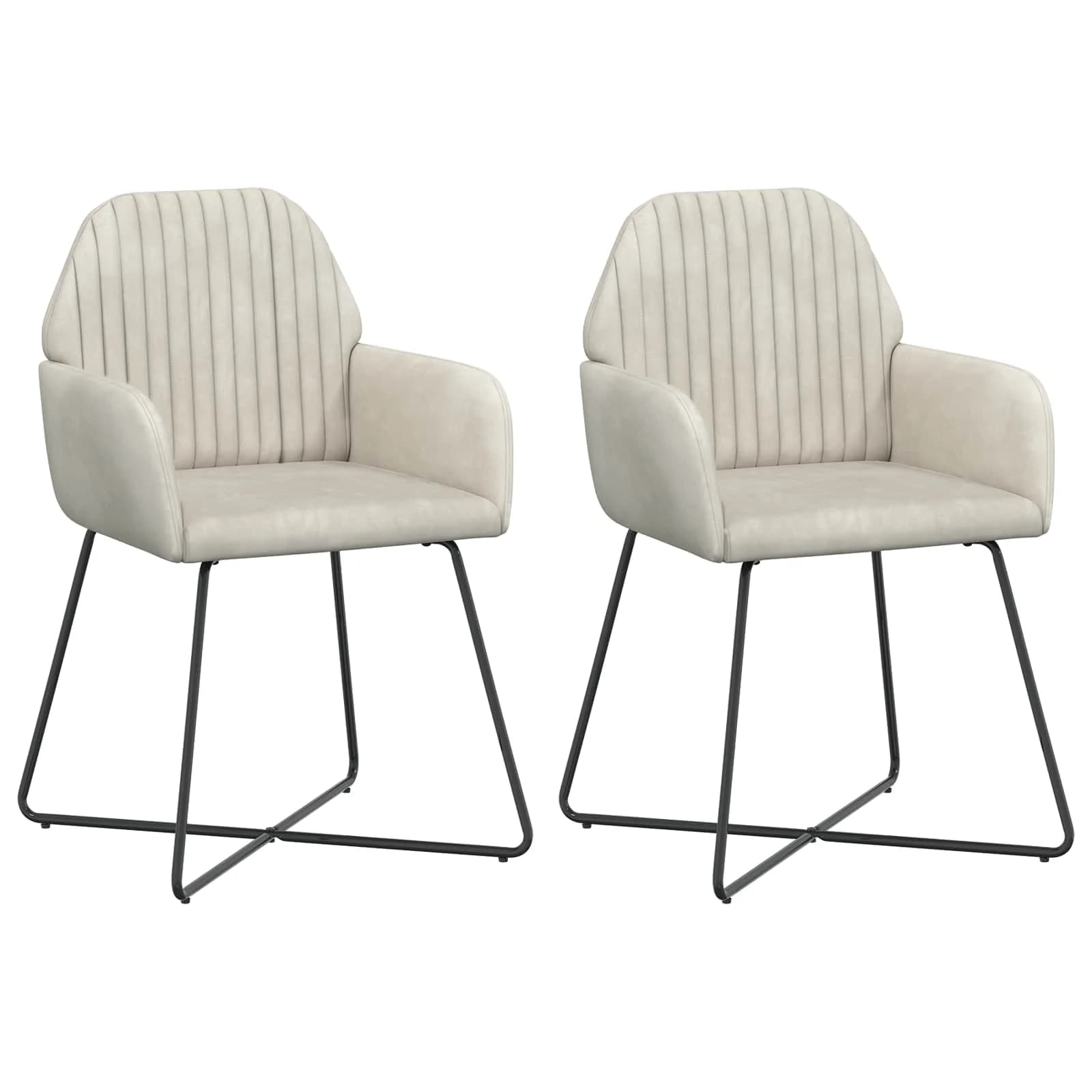 Jedilni stoli 2 kos Žamet Krem 55 x 50 x 84 cm - slika 2