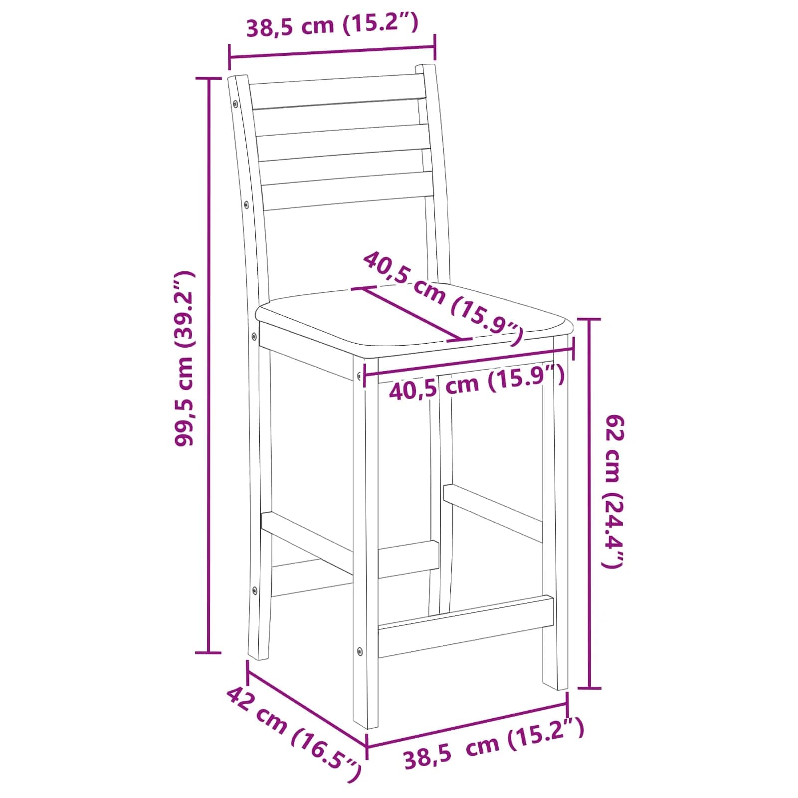 Jedilni stoli 2 kos Masivno gumovo les Bela 40 x 47,5 x 99,5 cm - slika 11