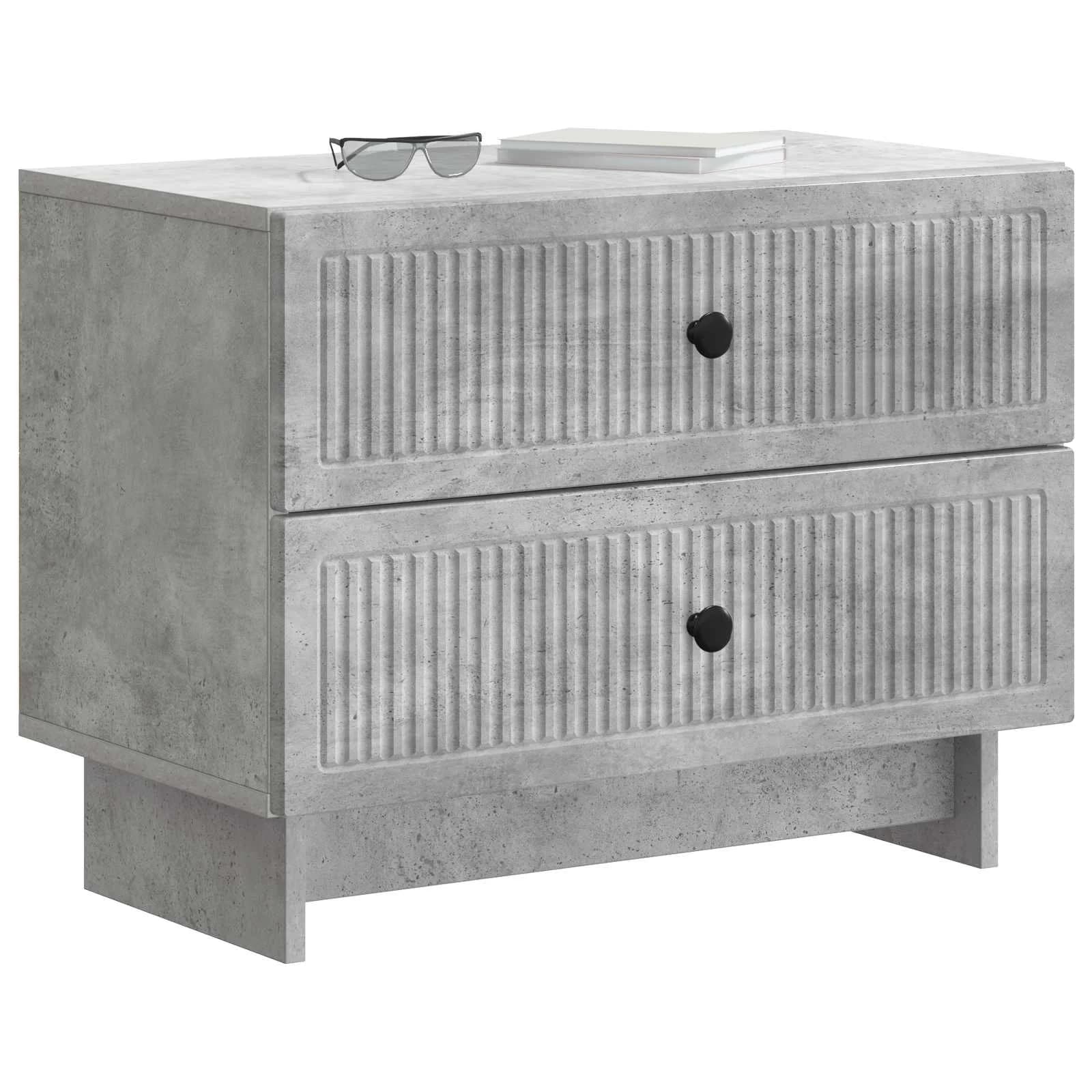 Nočna omarica Betonsko siva 62 x 34,5 x 47,5 cm Inženirski les - slika 3