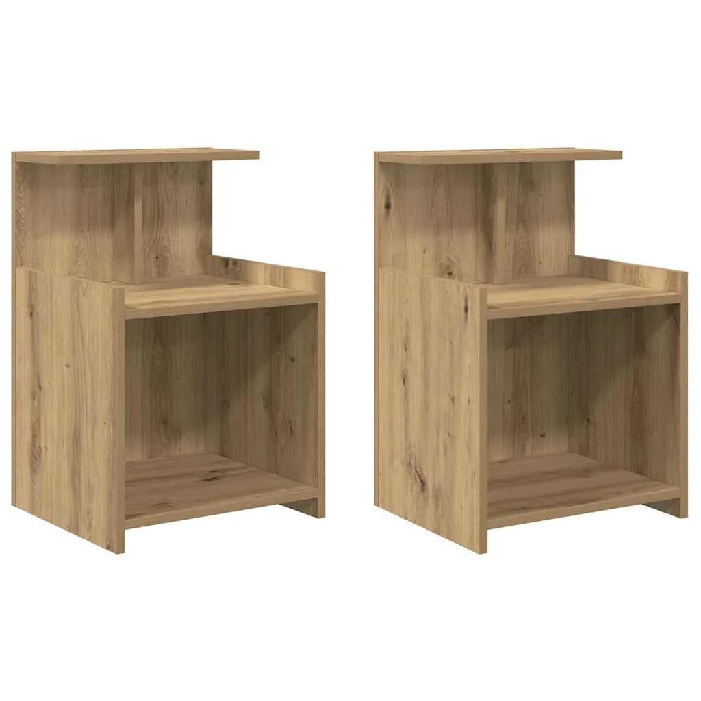 Nočna omarica 2 kos Umetni hrast 40 x 35 x 60 cm Inženirski les - slika 2