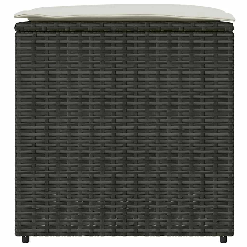 Škatla za blazine Črna 50 x 50 x 50 cm poli ratan - slika 5