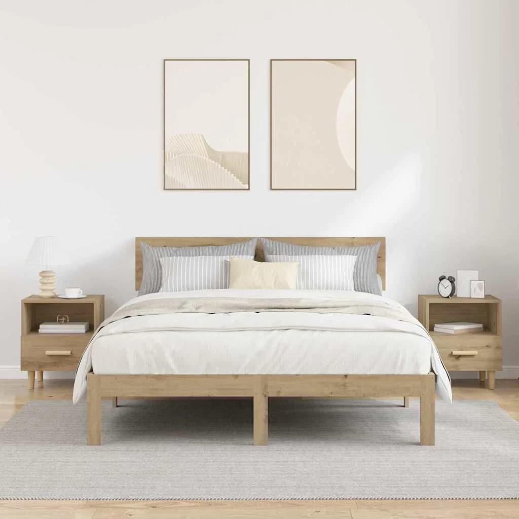 Nočna omarica 2 kos Umetni hrast 40 x 35 x 47 cm Inženirski les - slika 4