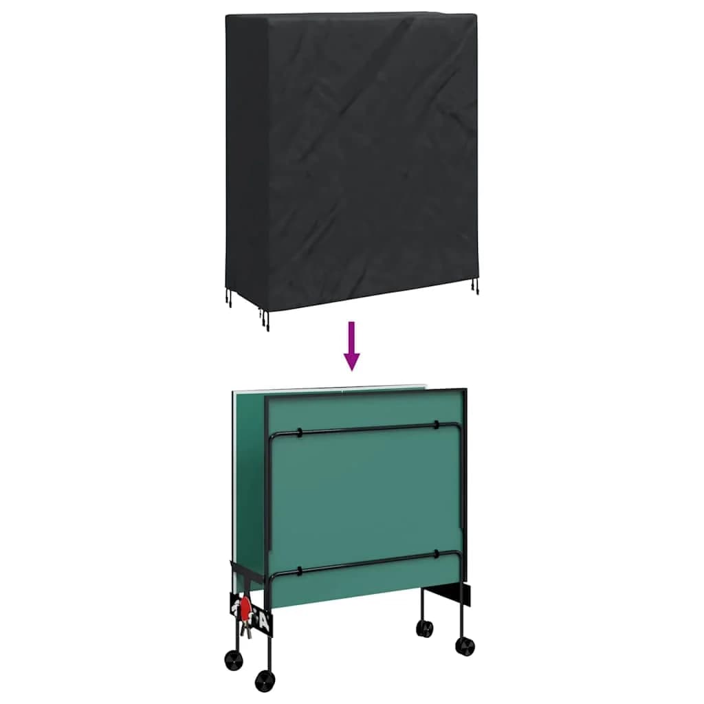 Pokrov za pingpong mizo Enobarvno Črna 165 x 70 x 185 cm blago - slika 9