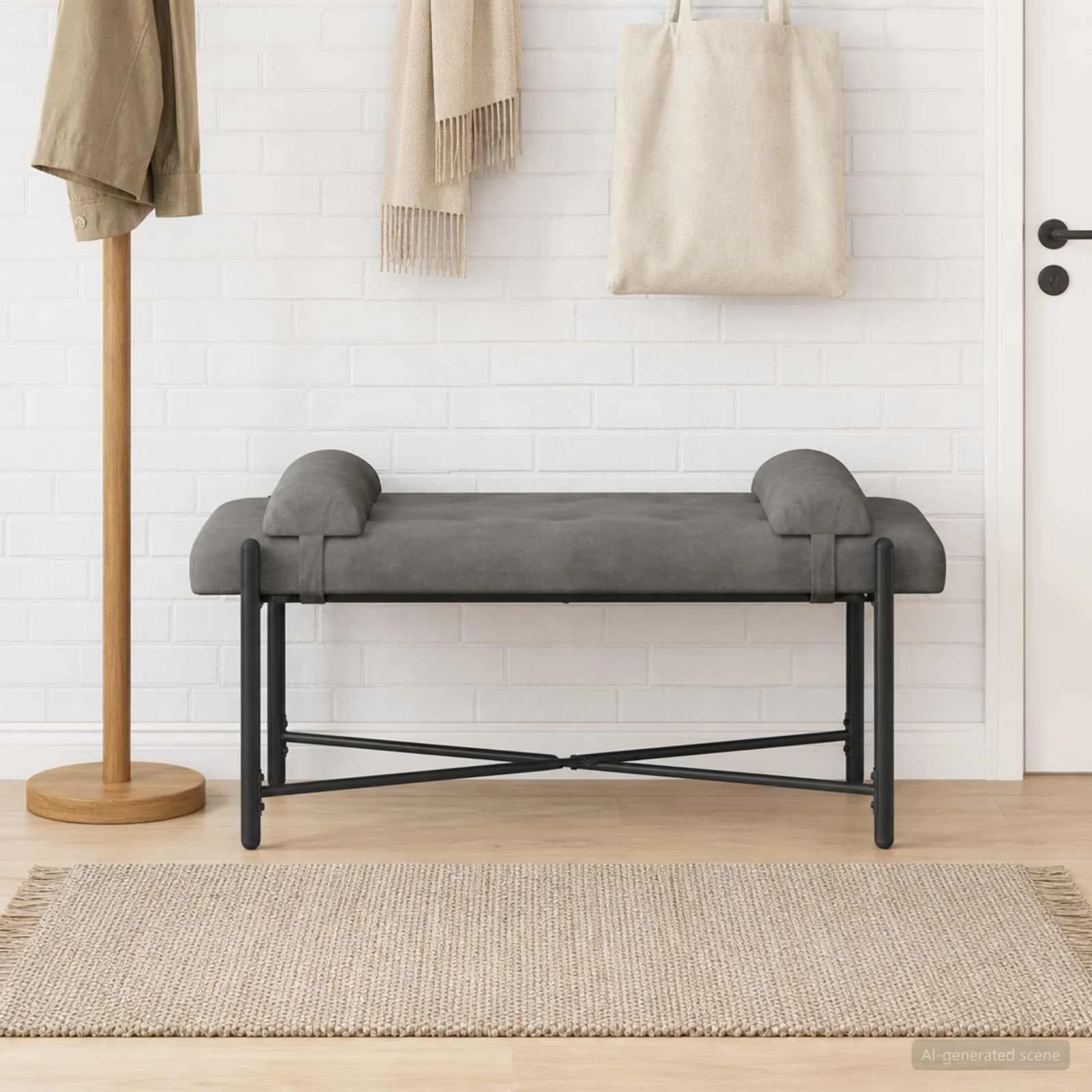 Klubska klop z gumbi in vzglavniki Temno siva 110 x 40 x 46 cm - slika 4