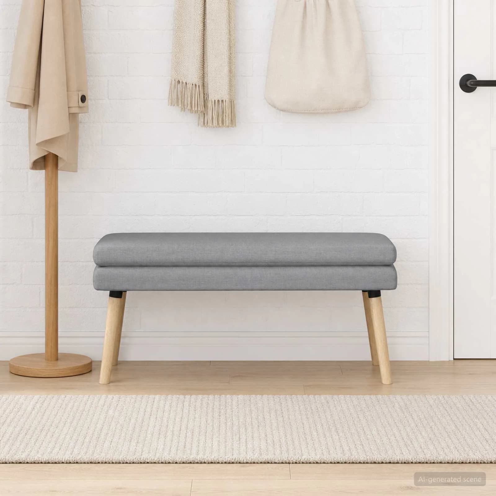 Dvojna klop Svetlo siva 110 x 40 x 47 cm Blago - slika 4