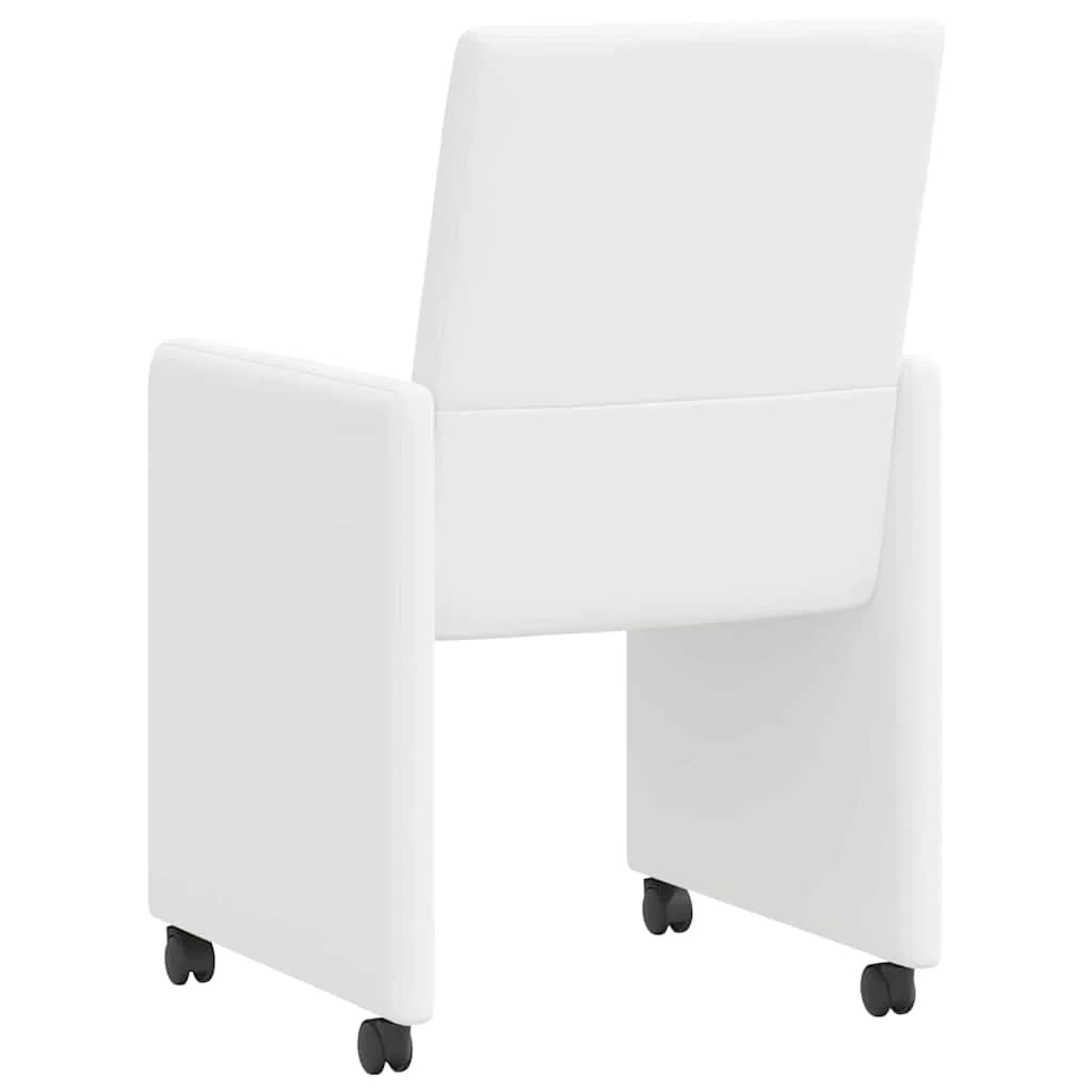 Jedilni stoli s kolesi 2 kos Umetna koža Bela 57 x 66 x 94 cm - slika 6