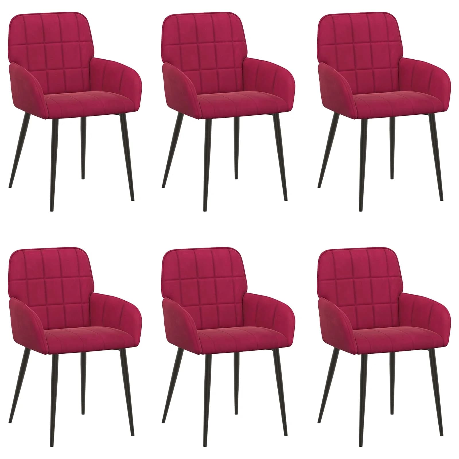 Jedilni stoli 6 kos Žamet Vinorodna rdeča 57 x 50 x 85 cm - slika 2