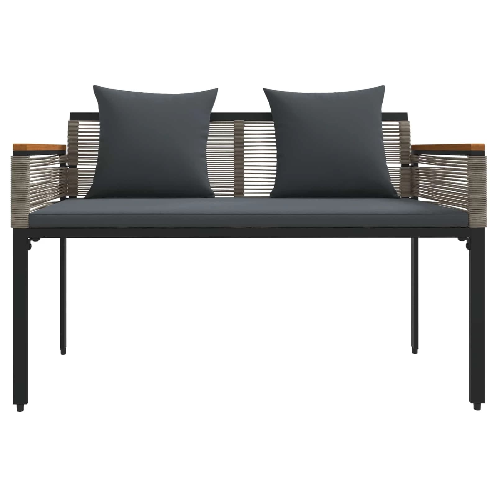 Zunanja klop Siva in temno siva 117 x 54 x 74.5 cm poli ratan - slika 5