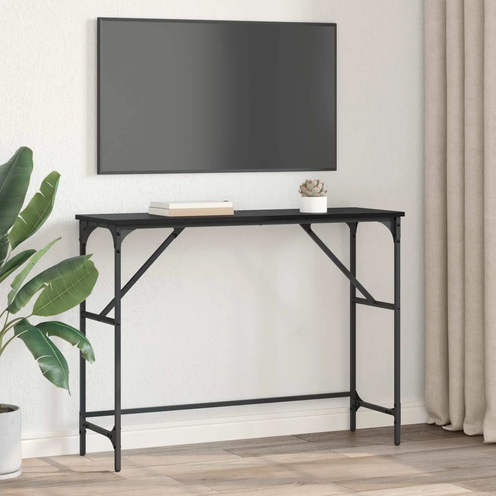 Konzolna miza Črna Orehovina 100 x 32 x 75 cm Inženirski les - slika 4