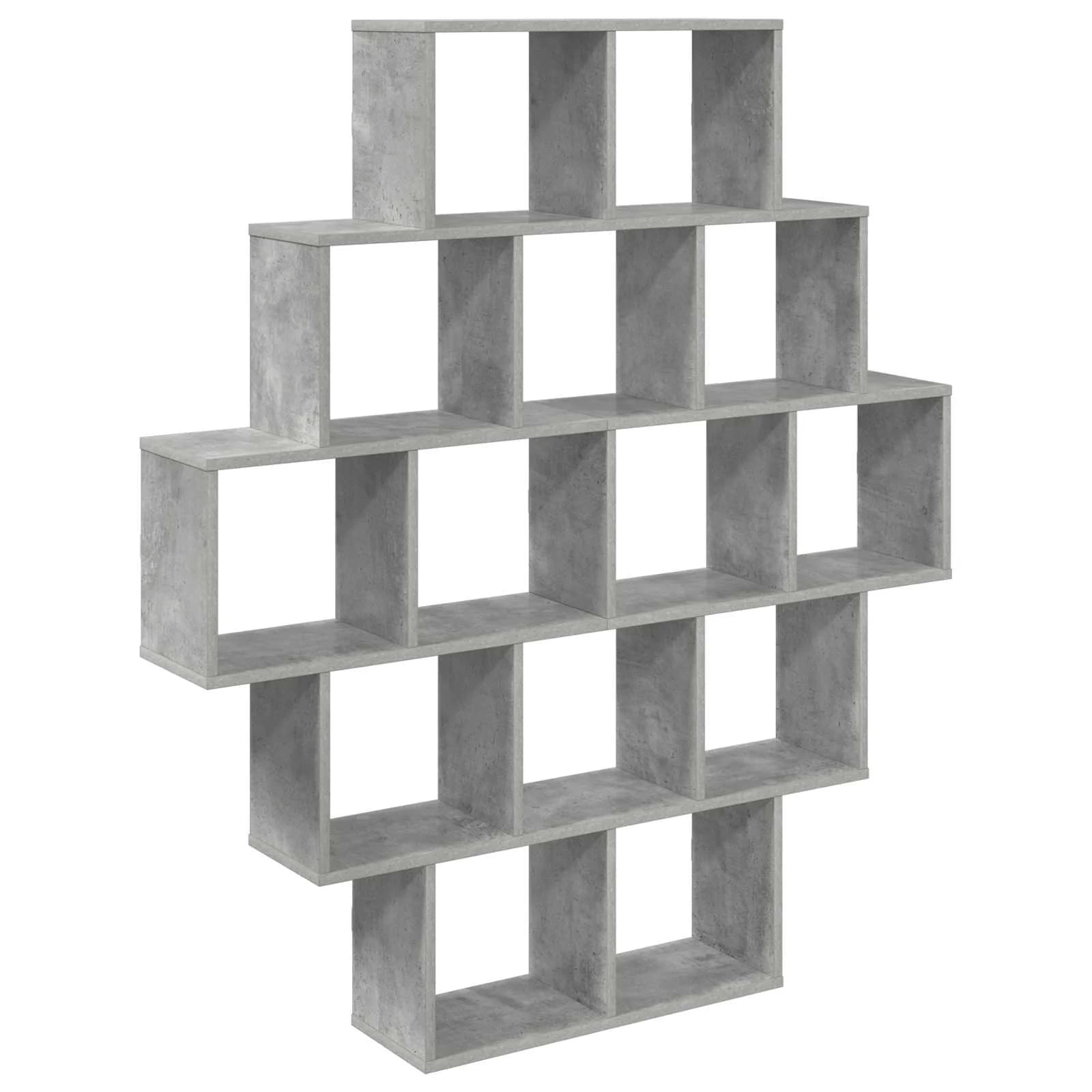 Stenska polica Betonsko siva 120 x 20 x 136 cm Inženirski les - slika 2
