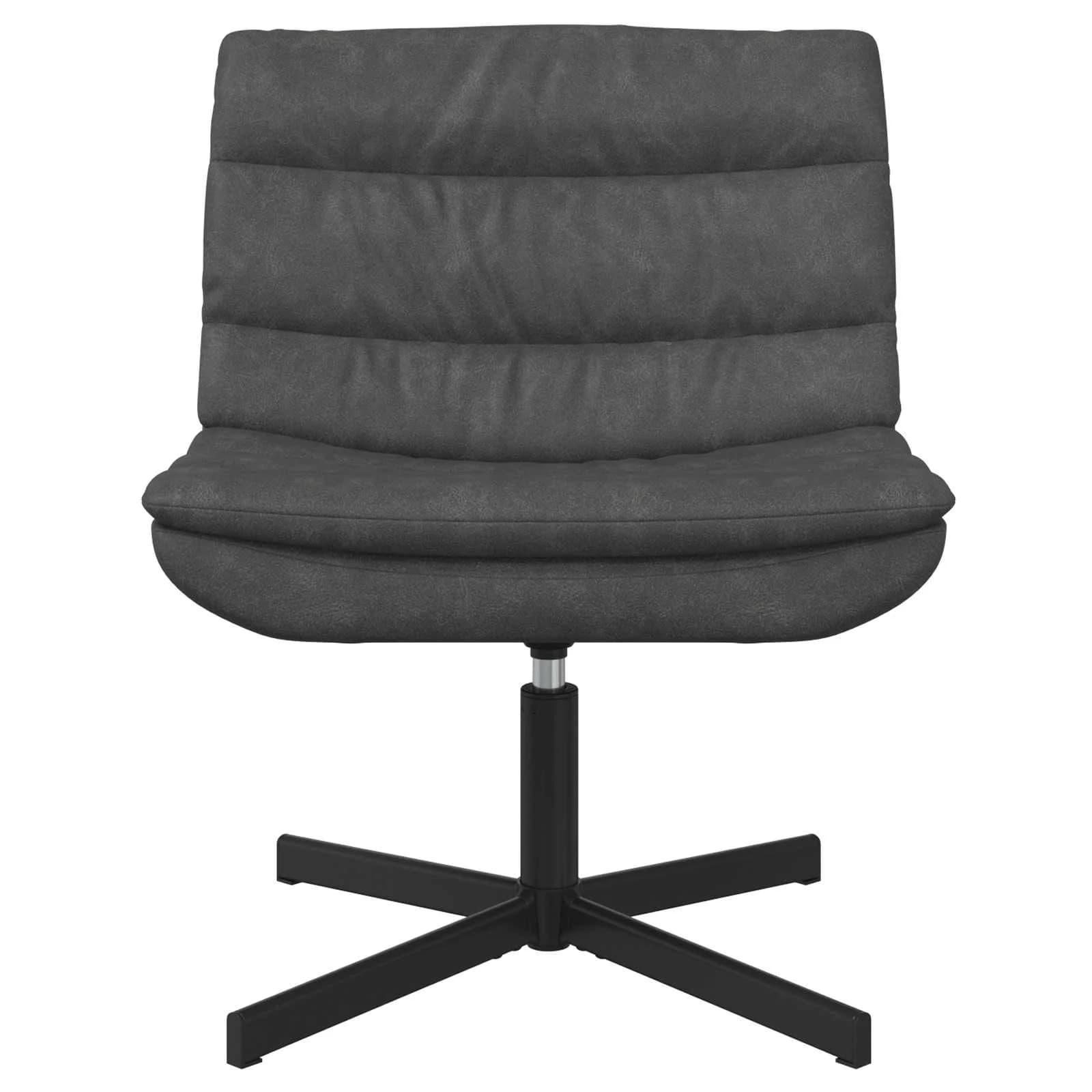 Vrtljiv stol Črna 63 x 75 x 76 cm Antikni PU - slika 2