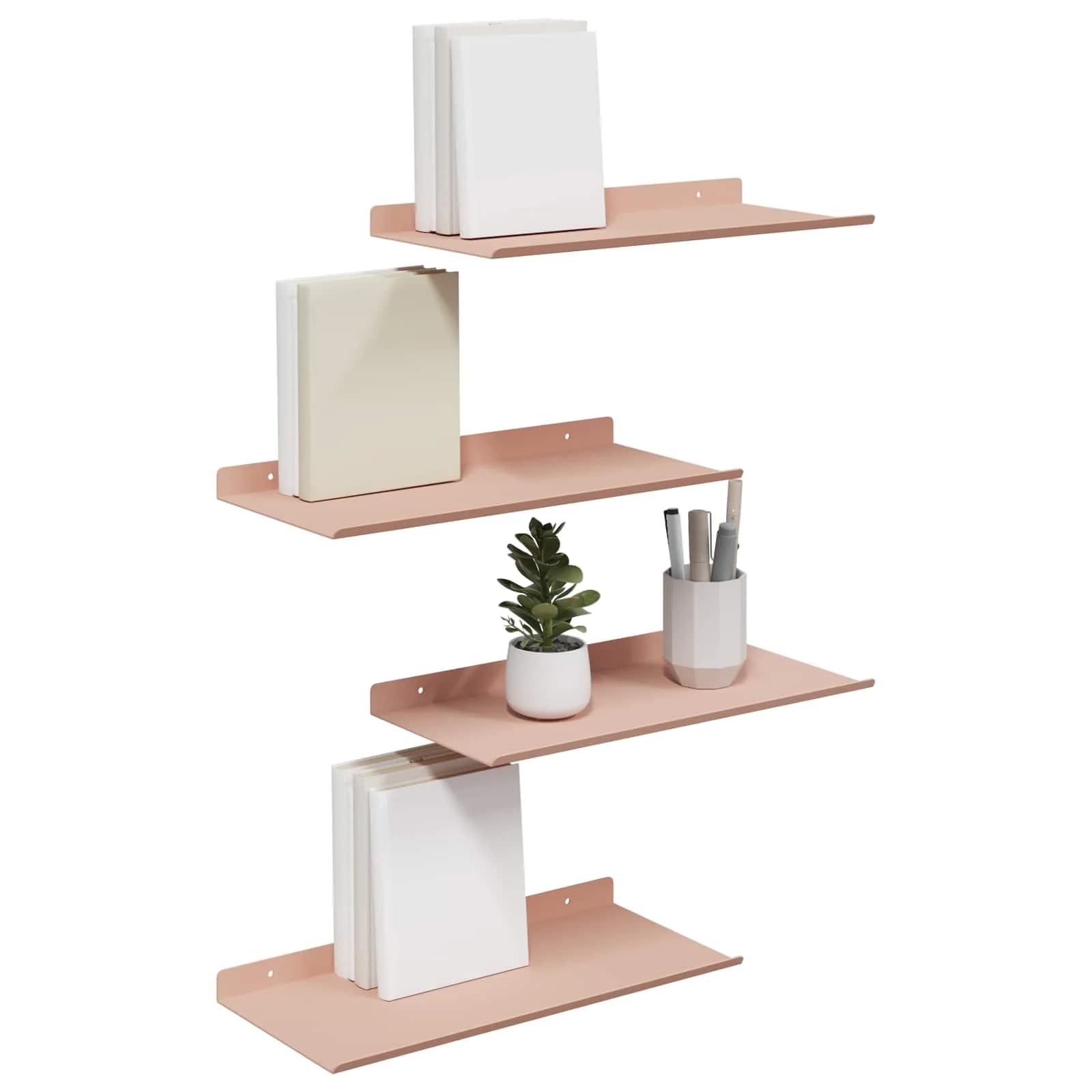 Ležeča polica Montaža za steno 4 kos Roza 40 x 18 x 2,5 cm - slika 3