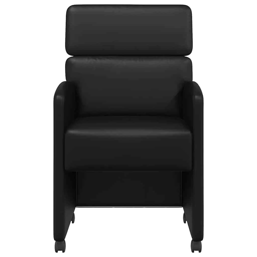 Jedilni stoli s kolesi 2 kos Umetna koža Črna 58 x 65 x 98 cm - slika 4