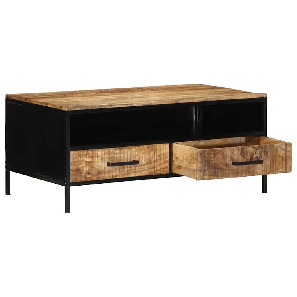 Klubska miza Rjava 90 x 50 x 40 cm Trdna mango les in kovina - slika 2