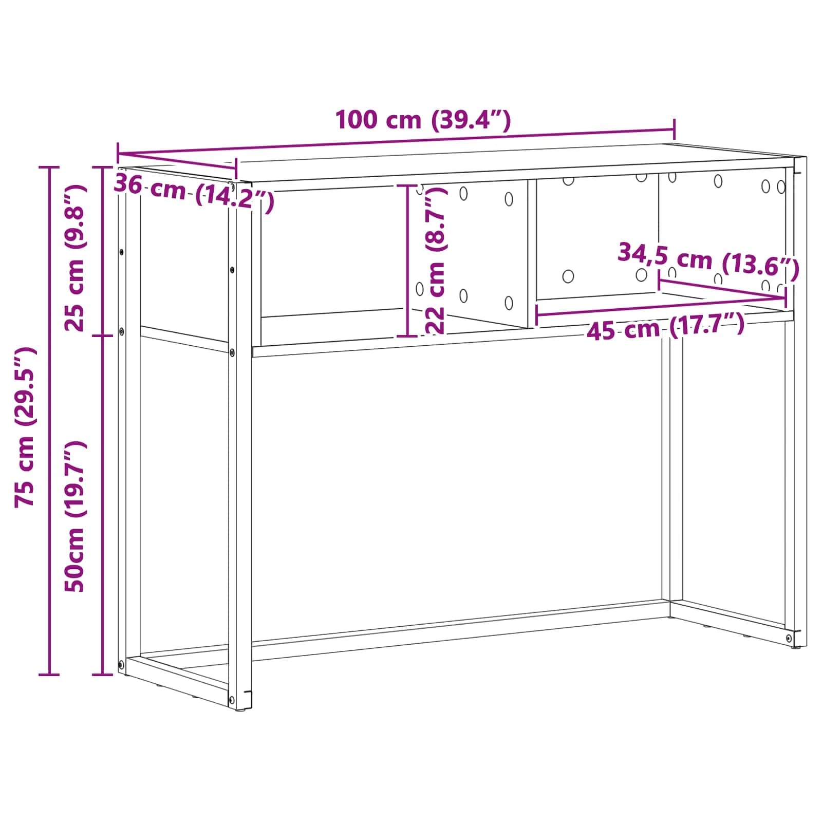 Stranska miza Sonoma 100 x 36 x 75 cm Inženirski les - slika 10