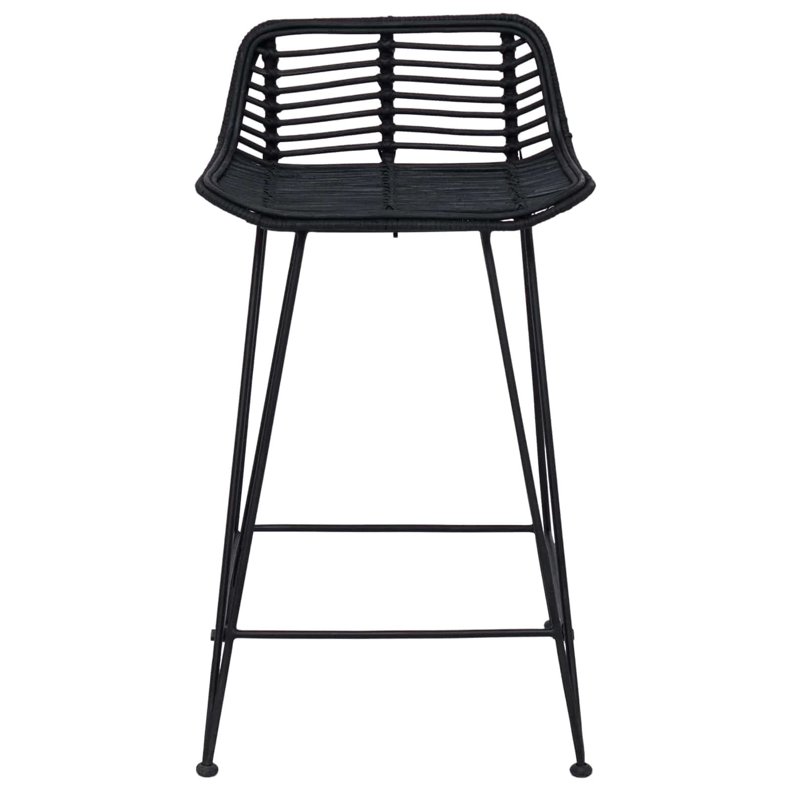 Barski stol 2 kos Črna 44 x 45 x 76 cm Rattan in jeklo - slika 5