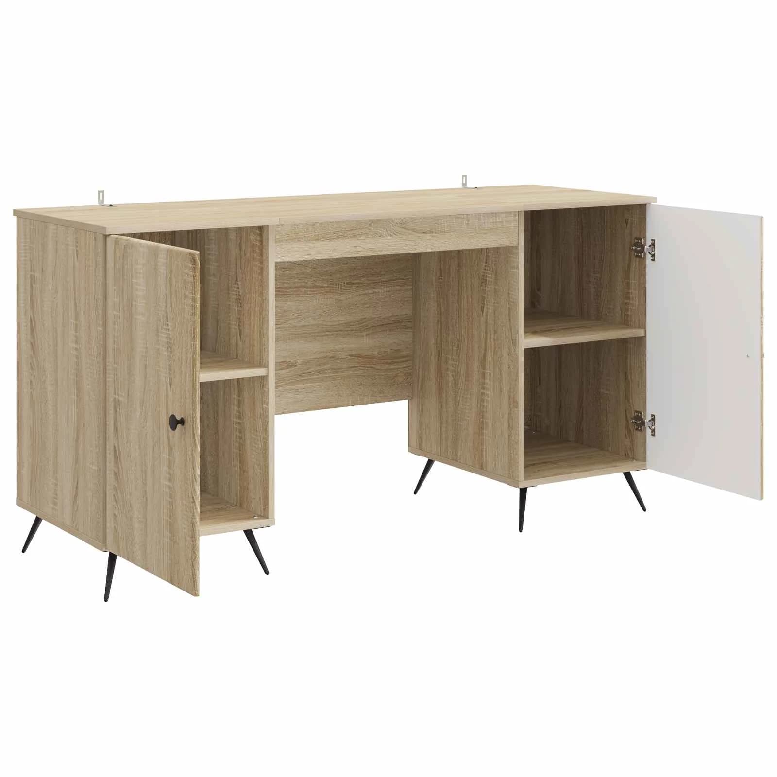 Miza s polico Sonoma hrast 142,5 x 50 x 75 cm Inženirski les - slika 4