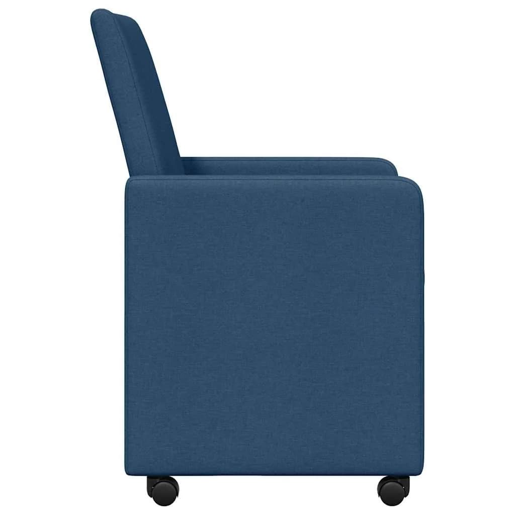 Jedilni stoli s kolesi 2 kos blago Modra 57 x 66 x 94 cm - slika 5