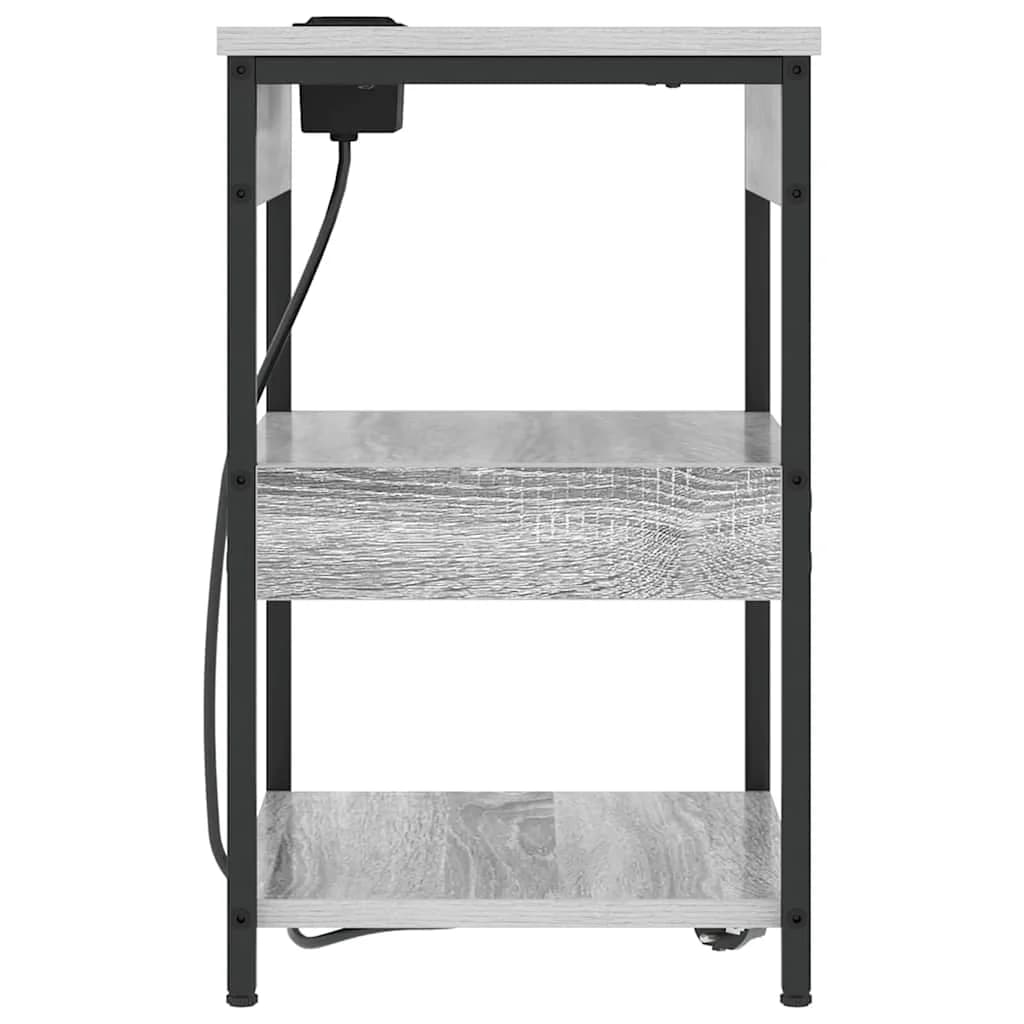 Nočna omarica 2 kos Siva Sonoma 41 x 31 x 51 cm Inženirski les - slika 7