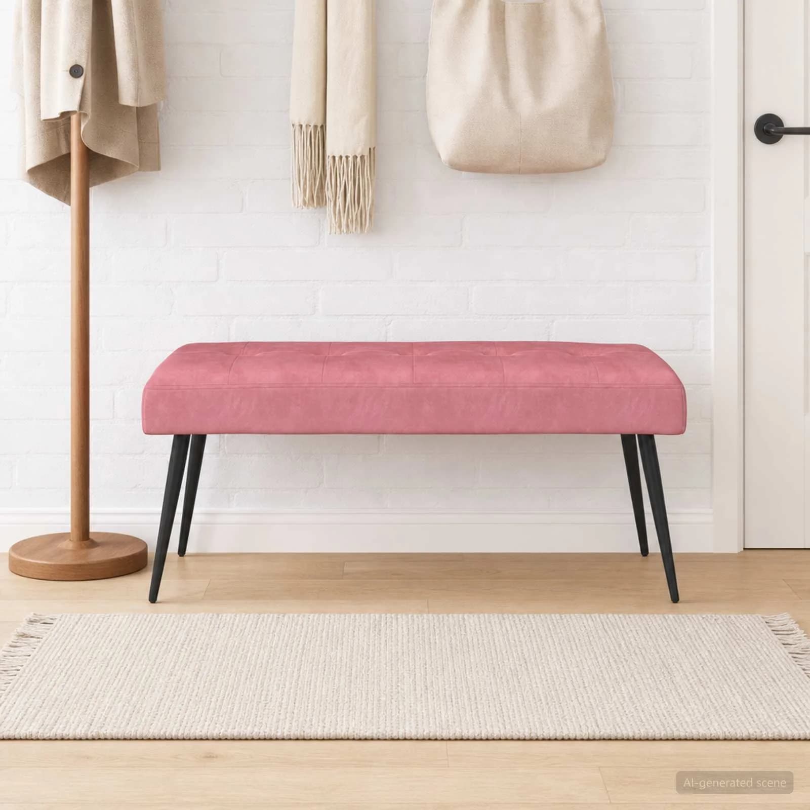 Klop s gumbnim oblazinjenjem Roza 110 x 40 x 46 cm Žamet - slika 4
