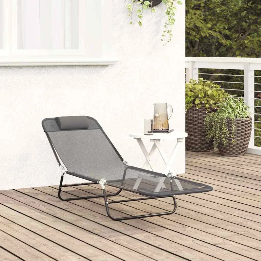 Zložljiv ležalnik Siva 182 x 55 x 85,5 cm Tekstil - slika 3