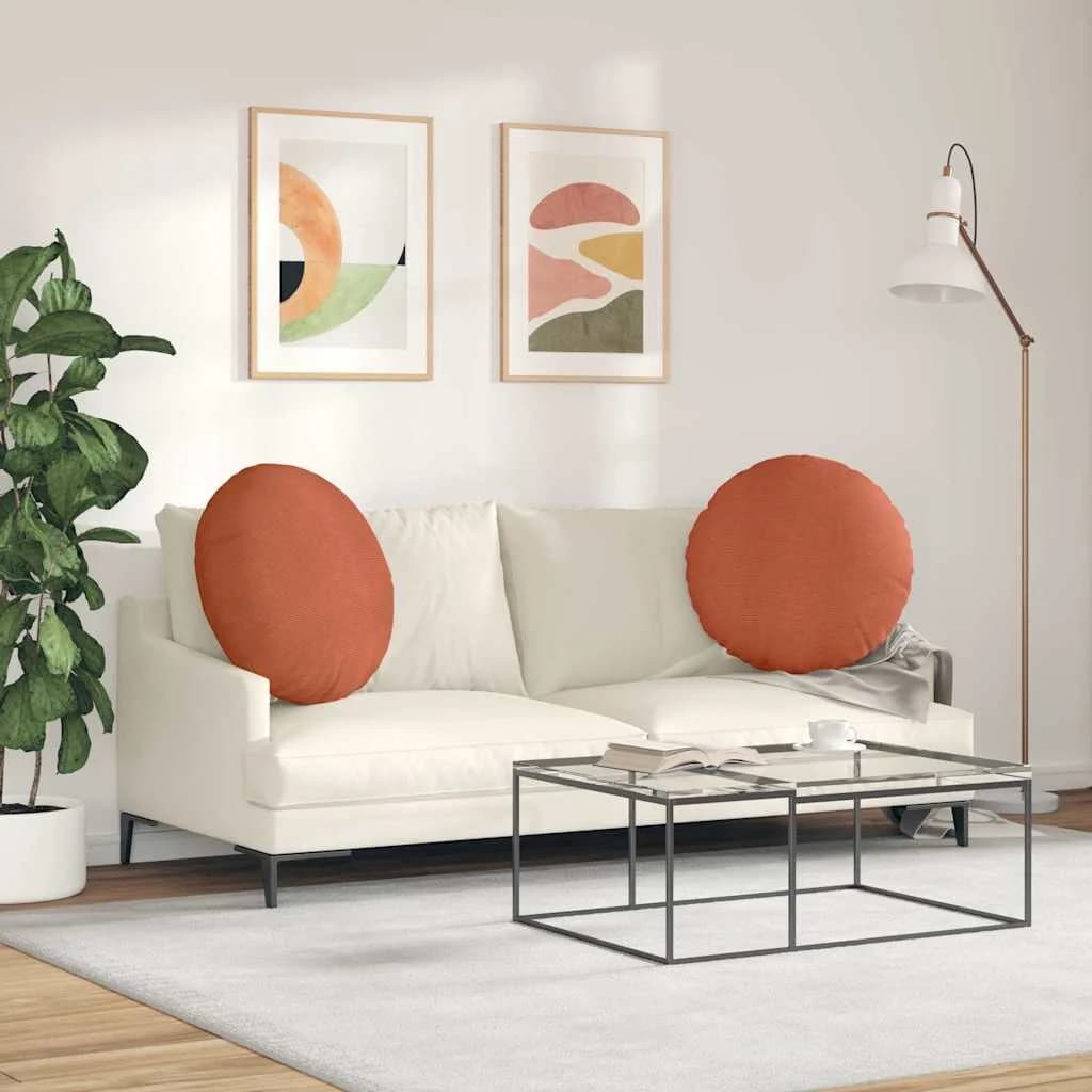 Sedežne blazine 2 kos Žametna tkanina Rdeče oranžna Ø 80 cm - slika 4