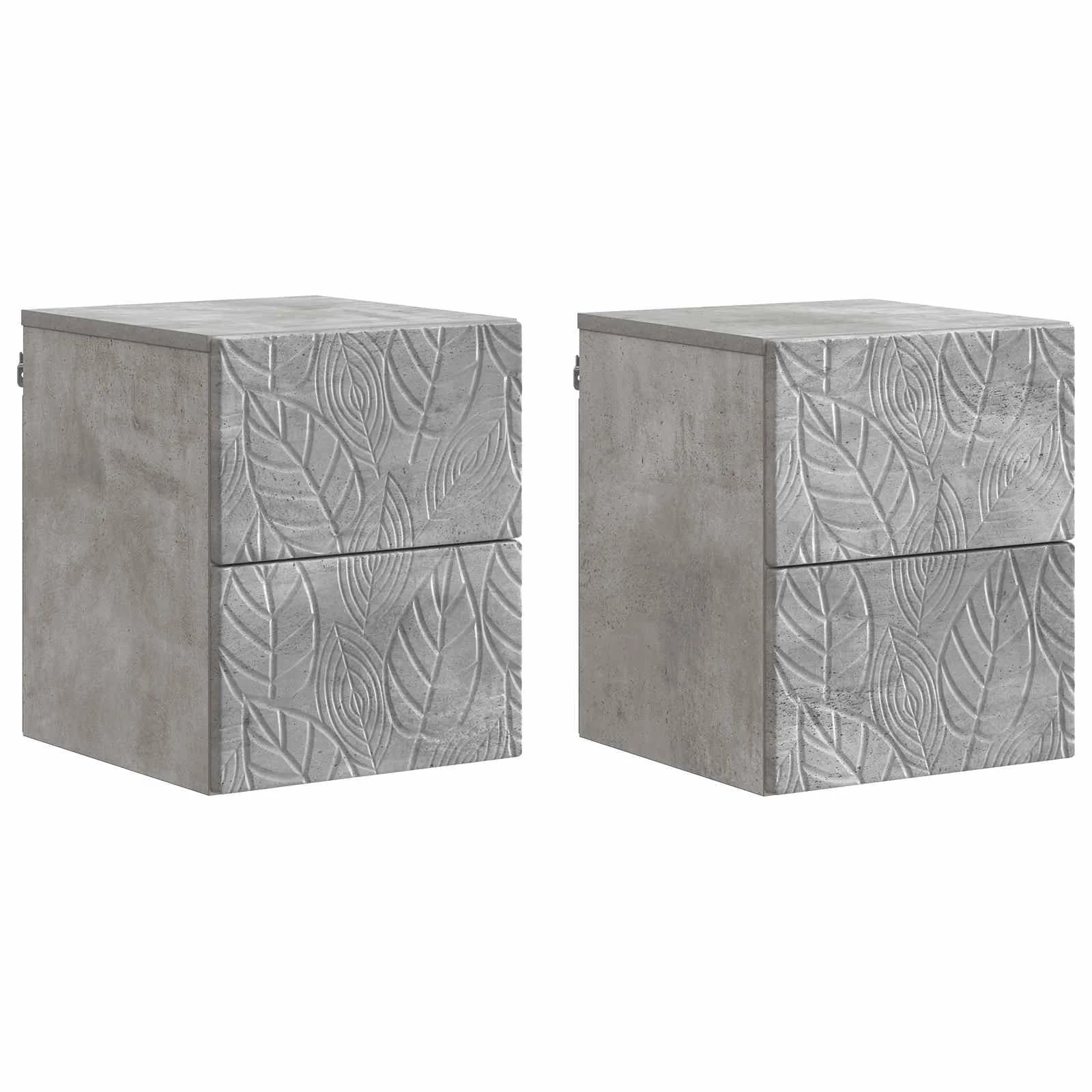 Stenski nočni omarici 2 kos Betonsko siva 34,5 x 33 x 40 cm - slika 2