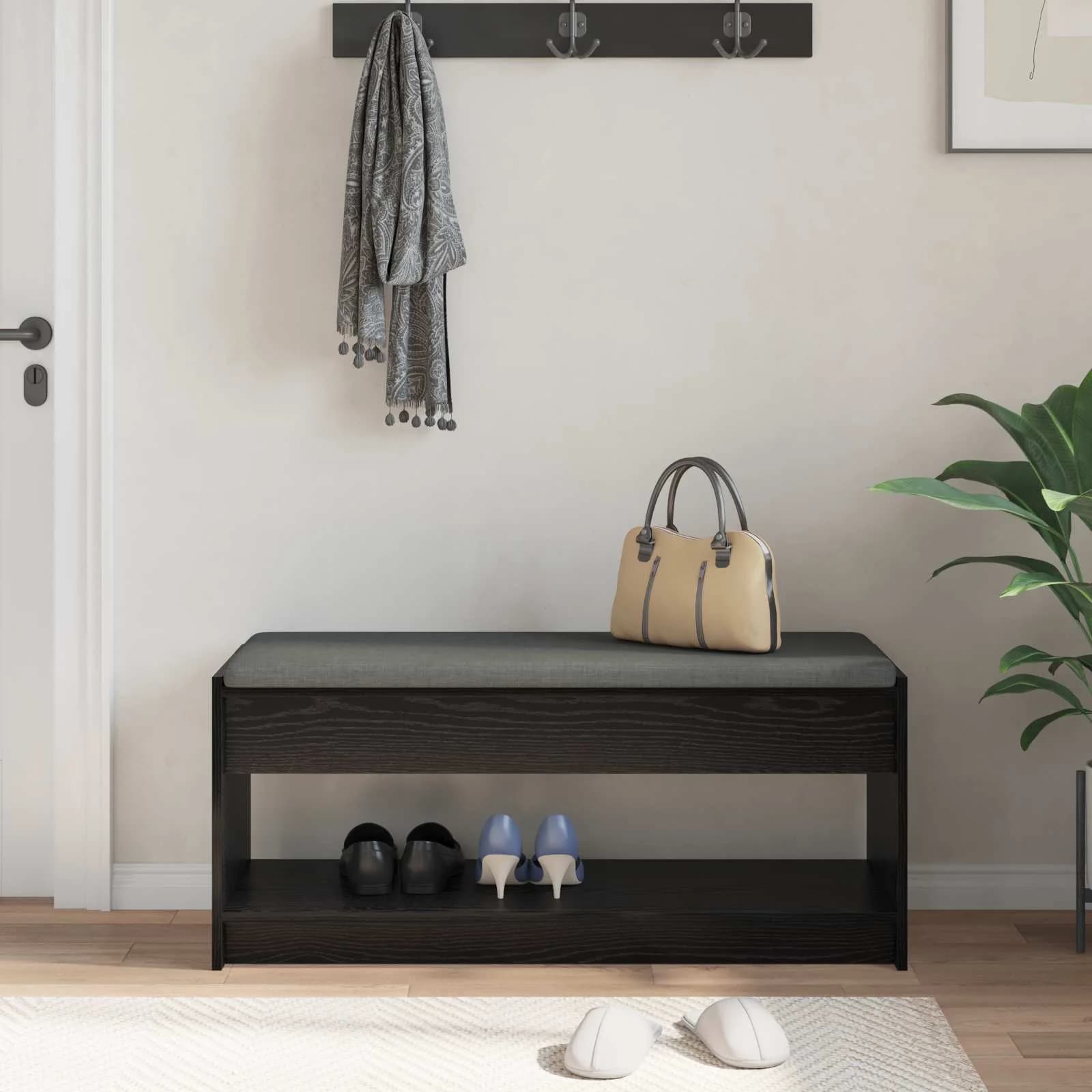 Haldna klop z blazino s polico Črni Hrast 103 x 38 x 45 cm - slika 4