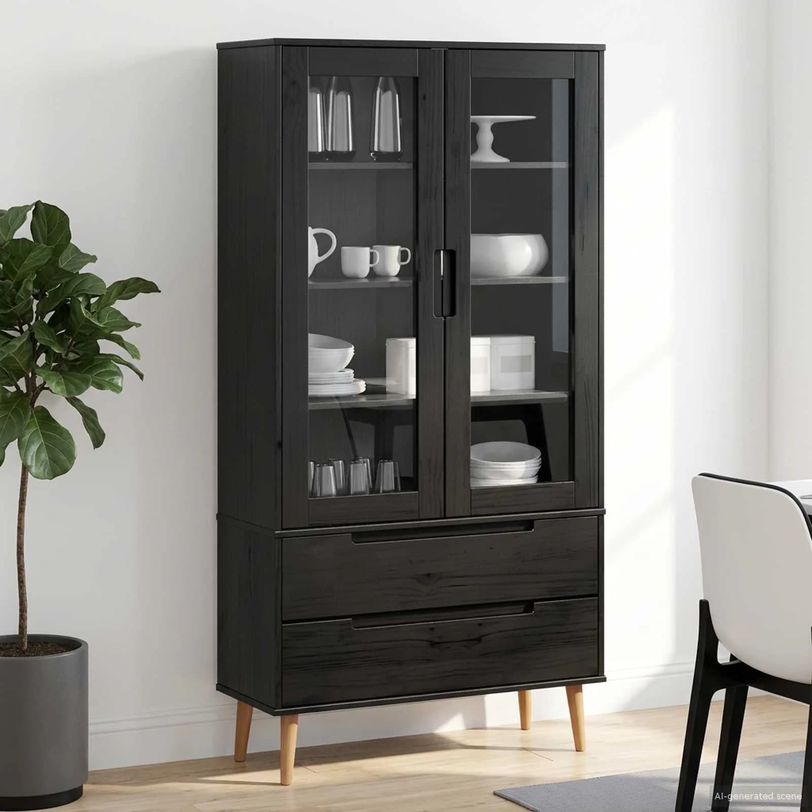 Stekleni prikazni kabinet MOLDE 90 x 35 x 175 cm Trdna borovina