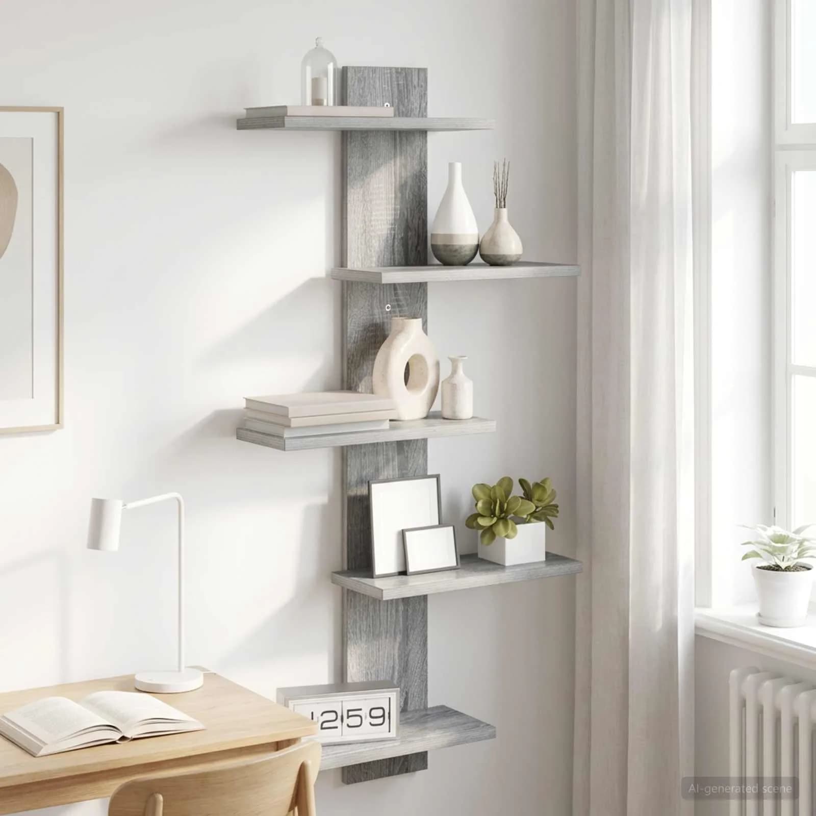 PrFloating Shelf Siva Sonoma 48,5 x 15 x 101 cm Inženirski les