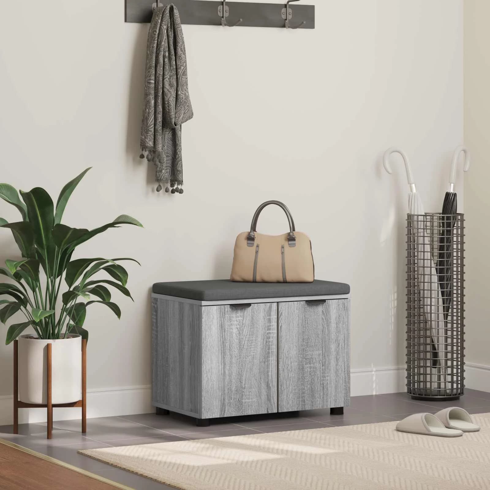 Haldna klop z blazino s polico Siva Sonoma 60 x 38 x 46 cm