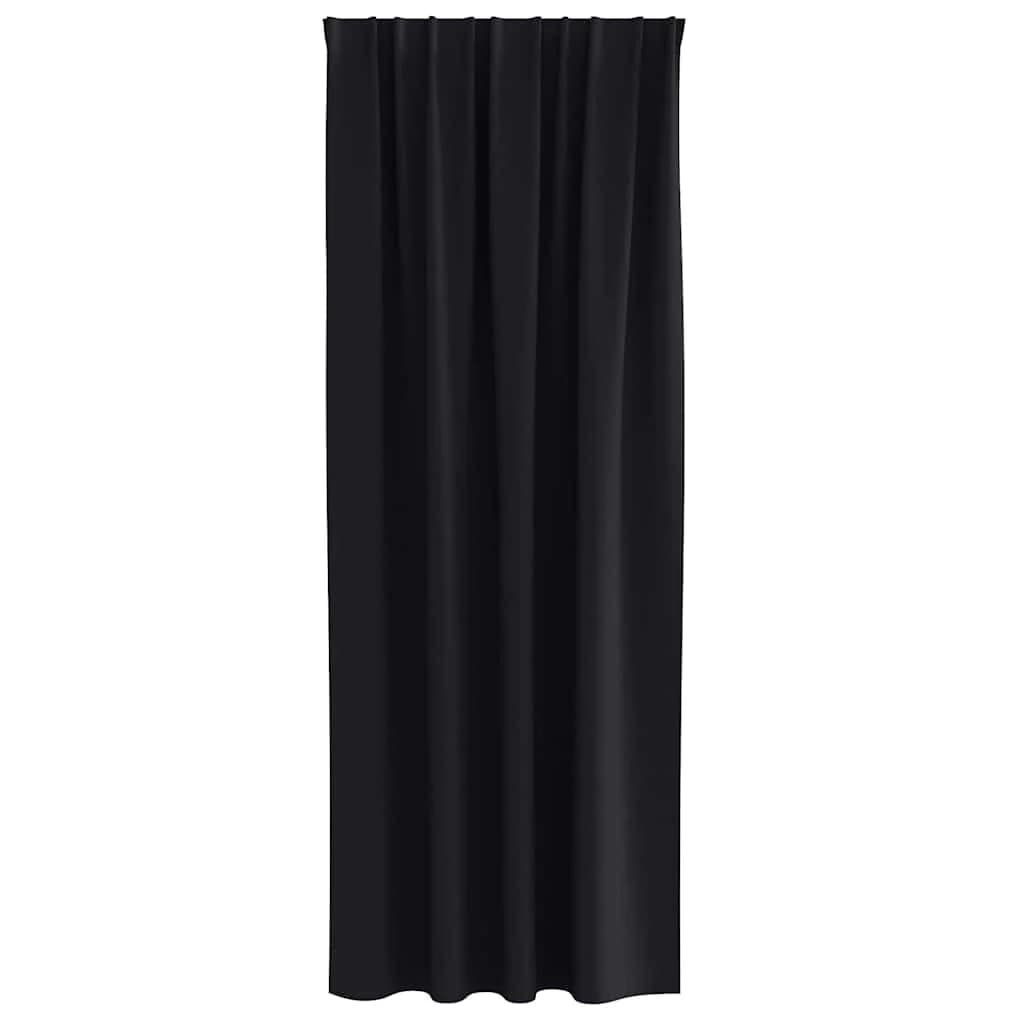 Zavese za zatemnitev z obroči 2 kos Črna 260 x 140 cm Poliester - slika 4