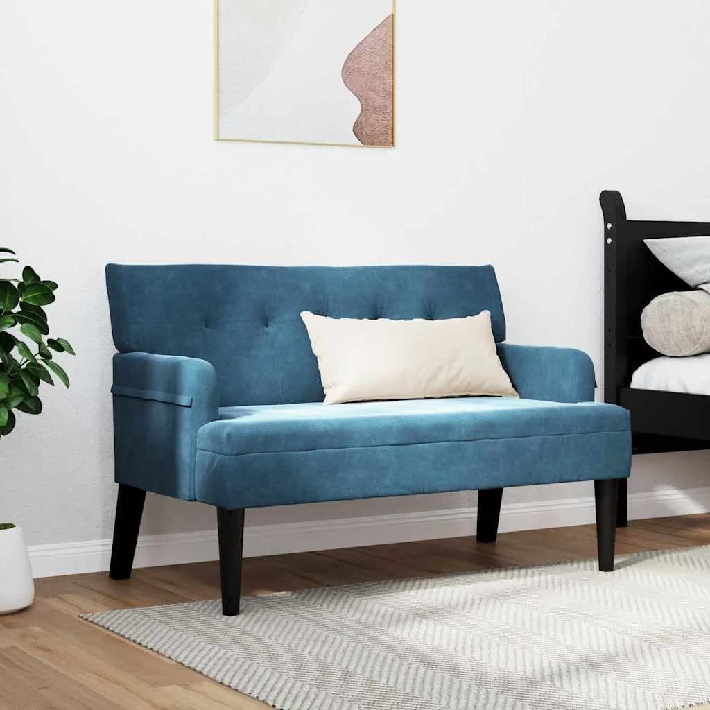 Chesterfield klop Modra 112 x 65,5 x 75 cm Žamet - slika 3