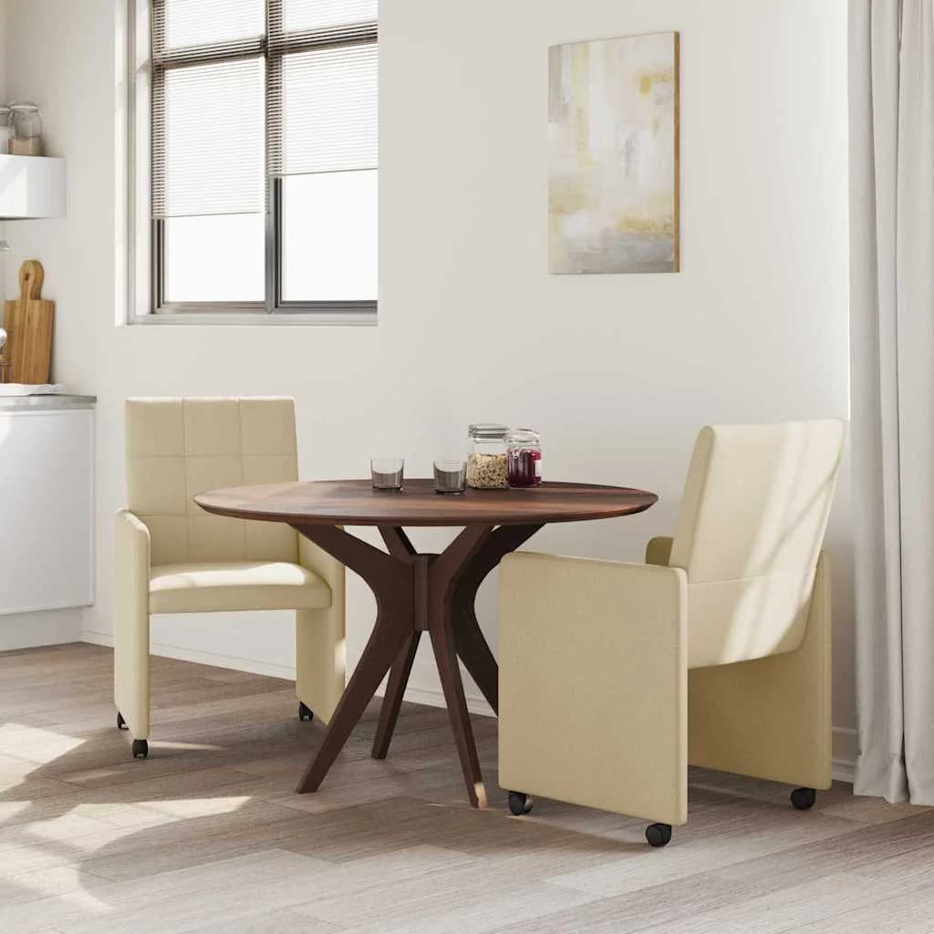 Jedilni stoli s kolesi 2 kos blago krema 58 x 65 x 94 cm - slika 3