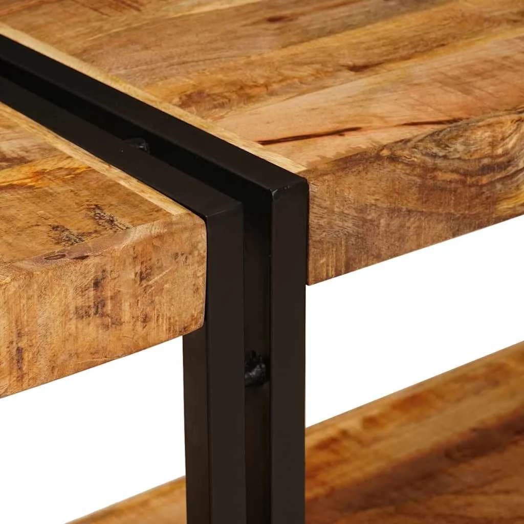 Konzolna miza s polico Rjava 160 x 33 x 75 cm Masiven les manga - slika 7