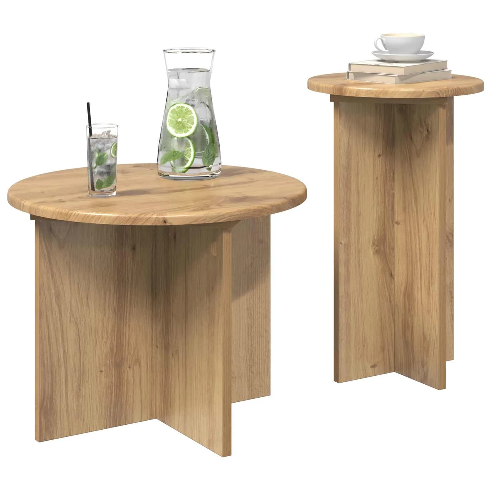 Komplet stranskih mizic 2 kos Artisan hrast Ø 45 x 35 cm - slika 3