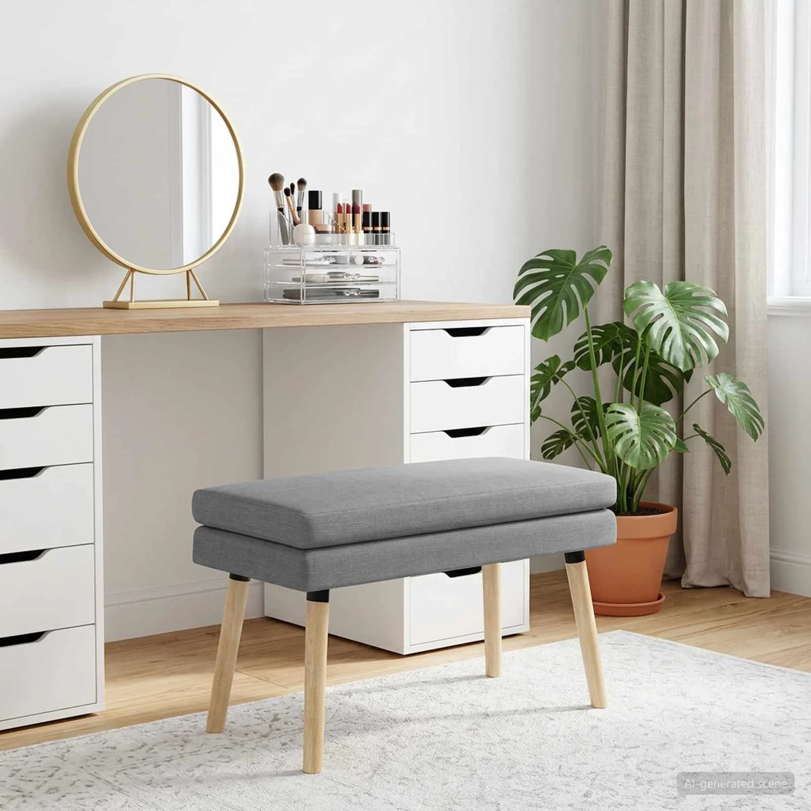 Dvojna klop Svetlo siva 80 x 40 x 47 cm Blago - slika 3