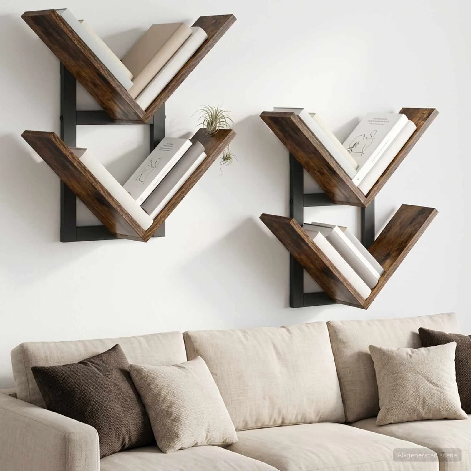 PrFloating Shelf 2 kos Dimljen hrast 43 x 15 x 47 cm