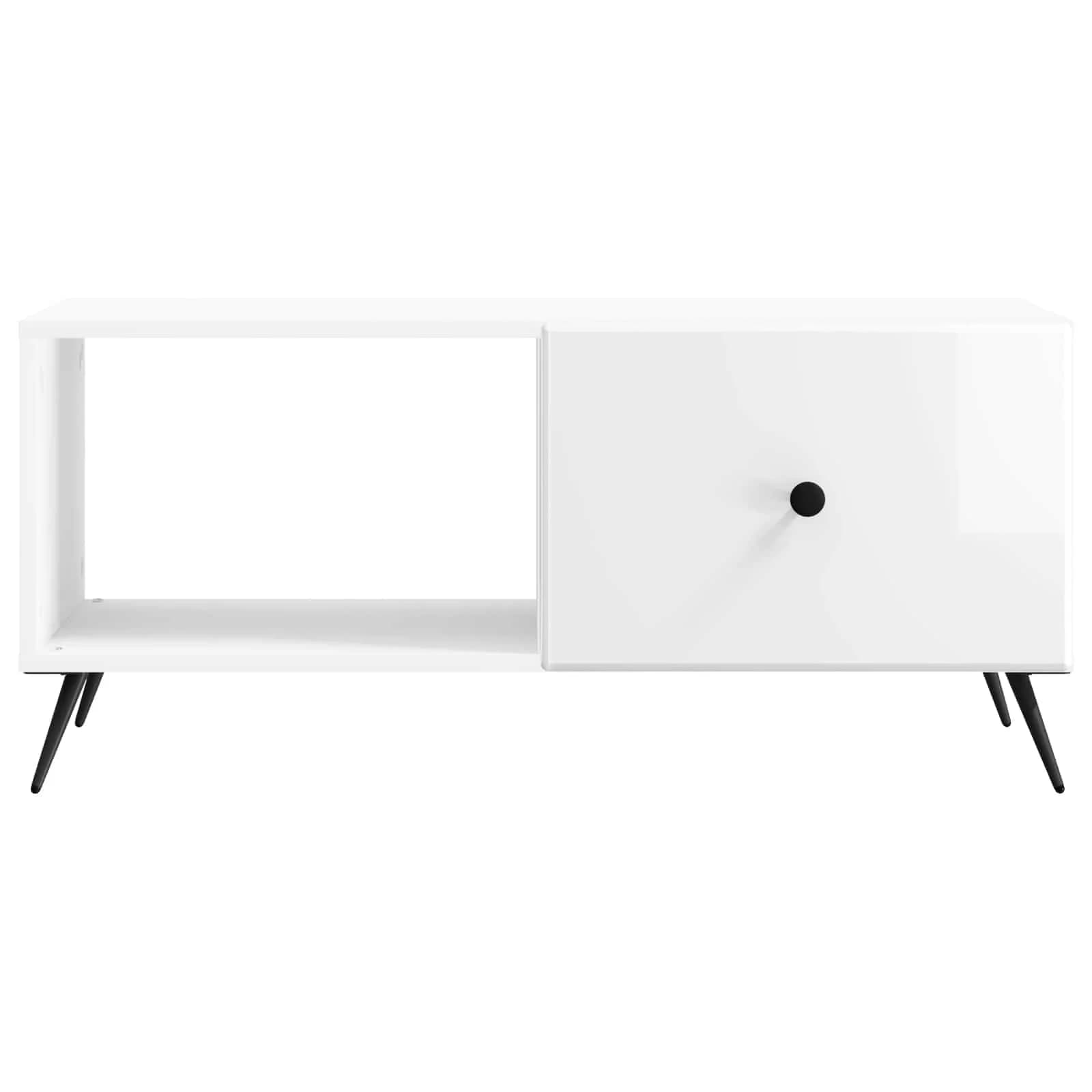 Klubska miza Bela visok sijaj 90 x 50 x 40 cm Inženirski les - slika 5