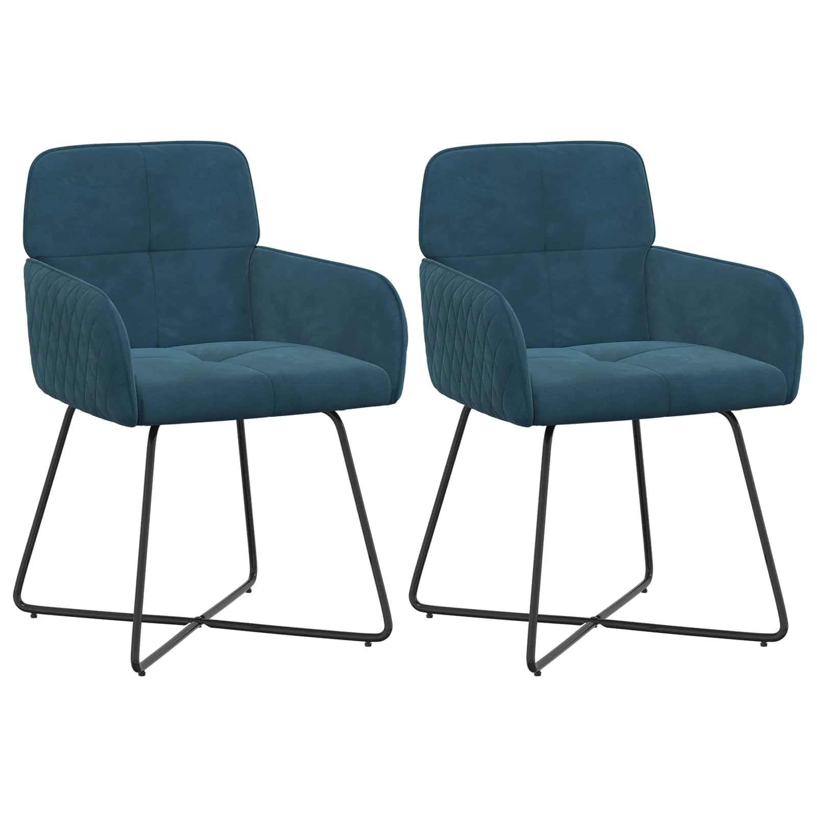 Jedilni stoli 2 kos Žamet Modra 59 x 56,5 x 86 cm - slika 2