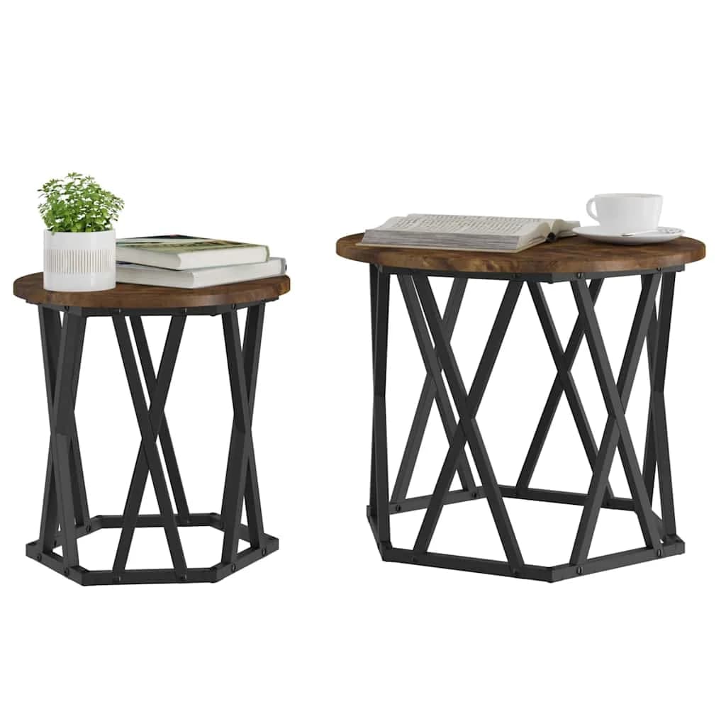 Stranska miza 2 kos Dimljeni oreh 50 x 50 x 40 cm - slika 3